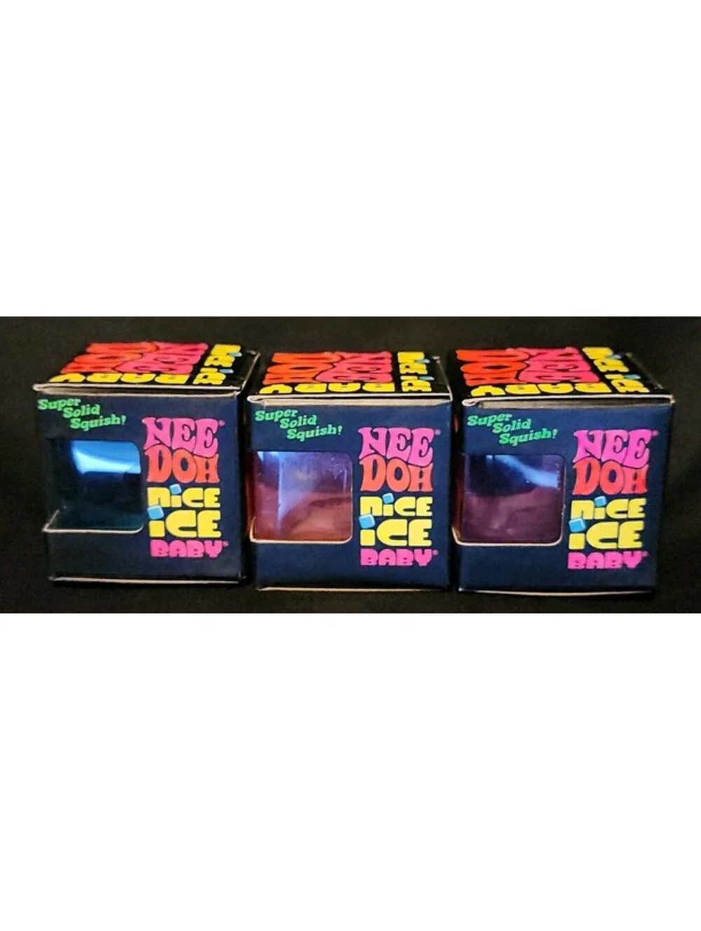 Schylling NeeDoh Nice Ice Baby Mini Sensory Squish Cube 3-Pack Blue Purple Pink